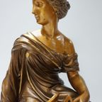 Beeld Van Romeins/Griekse Zittende Vrouw, Gesigneerd Aizelin, 19Th Century thumbnail 4