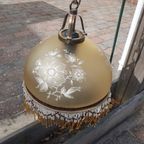 Vintage - Hanglamp - Glazen Hanglamp - Okergeel - Kralenrand thumbnail 16