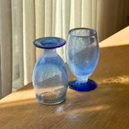 Vintage Blue Bubble Midcentury Jug & Glass Set thumbnail 7