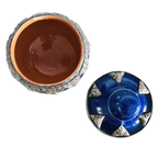 Marokkaans Keramisch Dekselpotje Blauw Filigraan Zilvernikkel thumbnail 5