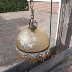 Vintage - Hanglamp - Glazen Hanglamp - Okergeel - Kralenrand thumbnail 15