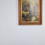 Bos Landschap Schilderij J. De Borge Olieverf Canvas Lijst thumbnail 5