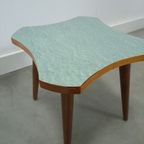 Bijzettafel Met Groen Blauw Formica Blad, Plantentafel Nr. 25 thumbnail 9