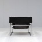 Set Of T1 Black Leather Sling Chairs By Rodney, 1976. thumbnail 6