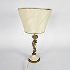 Art Nouveau Stijl - Tafellamp - Verguld - Engel - Marmer - 3E Kwart 20E Eeuw thumbnail 3