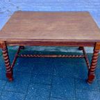 Stoere Eiken Eettafel/ Schrijftafel Met Gedraaide Poten, Exacte Maten Volgen thumbnail 13