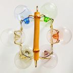 Midcentury Cognac Glaasjes Set Messing Rek Houder Jaren 50 thumbnail 5