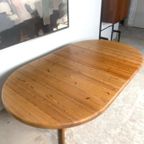 Vintage Scandinavische Grenen Ronde Uitschuifbare Eettafel Ontworpen Door Rainer Daumiller thumbnail 9