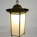 Lantaarn - Hanglamp - Glas - Metaal - Koper - Amsterdamse School - 1950'S thumbnail 5