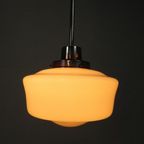 Art Deco Hanglamp Met Witte Glazen Kap, Jaren 30 thumbnail 4