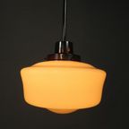 Art Deco Hanglamp Met Witte Glazen Kap, Jaren 30 thumbnail 6