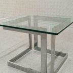 Vintage Chrome En Glas Bijzettafel Salontafel Sidetable thumbnail 4