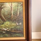 Schilderij Van Een Landschap Met Eenden -  H.C. Hokken (1927-1988) thumbnail 2