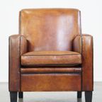 Mooie En Comfortabele Art Deco Design Schapenleren Fauteuil Met Een Prachtig Patina thumbnail 3