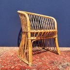 Vintage Jaren Vijftig Rotan Fauteuil, Rieten Stoel, Boho thumbnail 5