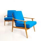 2 Fauteuils Blauwe Wollen Ploegstof | Wol Blauw thumbnail 5