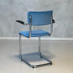 Tubax Eettafelstoelen Vintage Buisframe Blauw Beige Prijs Ps thumbnail 7