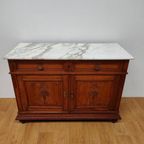 Vintage Antiek Dressoir Commode Ladekast Badkamermeubel Met Marmer Blad 707 thumbnail 2