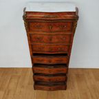 Antiek Franse Secretaire Wandkast Ladekast Met Marmer Blad thumbnail 19