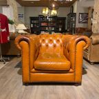 Engelse Vintage Bendic Chesterfield Clubfauteuil Cognac Leer thumbnail 2