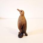 Vintage Pinguin Beeldje Teakhouten Vogel thumbnail 2