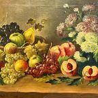 Josef Mansfeld (1819-1894). Stilleven Met Bloemen En Fruit. thumbnail 7