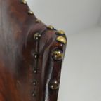 Antieke Leren Armstoel, Engeland Circa 1800 thumbnail 14