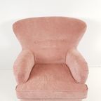 Vintage Roze Fauteuil Schuine Pootjes Roze Fijner Ribstof thumbnail 8