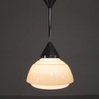 Art Deco Hanglamp Met Geribbelde Glazen Kap, Jaren 30 thumbnail 5