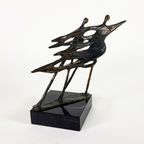 Beeld Brons - Sculptuur - Figuur - Voor De Wind - 22 Cm Hoog thumbnail 3