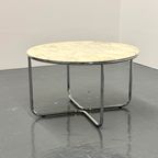 Vintage Ronde Marmeren Eettafel Met Buisframe Onderstel thumbnail 5