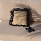 Bazar Bizar | De Raffia Kussenhoes - Naturel Zwart - 40x40 thumbnail 4