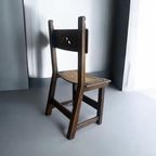 Set Van 6 Vintage Brutalist Eetkamerstoelen/ Spaanse Stoelen thumbnail 12