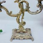 Vintage Messing Kandelaar Art Nouveau / Lodewijk Xv Stijl thumbnail 4