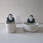 2 Vintage Porseleinen Pierrot Bakjes thumbnail 4