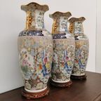 Vintage Oosterse Vazen Balustervazen, Canton Vaas Porselein thumbnail 19