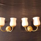 Vintage Hanglampjes, Oud Roze, Goudkleurig Glas, Schulprand thumbnail 21