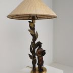 Prachtige Chinoiserie Bronzen Tafellamp Met Jongen, Aap En Boom – Ca. 1940 thumbnail 7