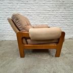 Vintage Fauteuil Of Loungestoel - Hout Met Licht Leer - 2X thumbnail 3