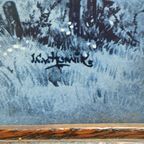 Delfts Blue Tile Tableau. Detailed Landscape Scene By J.C.V.Hunnink (1925 - 2016) thumbnail 5