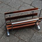Vintage Lectuurbak Hout Chrome thumbnail 5