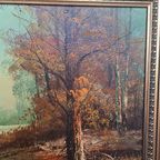 Bos Landschap Op Doek Van Peters, Jaren 70/80 thumbnail 6