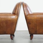 Set Van 2 Stijlvolle En Tijdloze Rundleren Design Fauteuils/armchairs Met Mooie Ronde Vormen thumbnail 7
