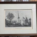 Oude Gravure Van Het Dorp Kekerdom (Bij Nijmegen) In Lijst. thumbnail 3