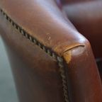Karkatervolle Vintage Schapenleren Armchair/ Fauteuil Met Warme Kleuren En Een Mooi Patina thumbnail 14