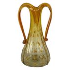 Hand Made Italian Glass Vase (Large)- Amber Colored With Yellow And Orange Details - Excellent Qu thumbnail 5