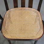 Set Van 4 Vintage Houten Design Eetkamer/ Bistro Stoelen Met Rieten Zitting In Thonet Stijl thumbnail 11