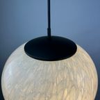 Rare Marbled White Globe Glass Pendant Light By Peill And Putzler, 1970 thumbnail 4