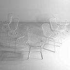 Vintage Mid-Century Set Van 7 Witte Harry Bertoia Eetkamerstoelen thumbnail 16