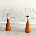 Set Van 2 Vintage Teak Tafellampen / Lampenvoet thumbnail 2
